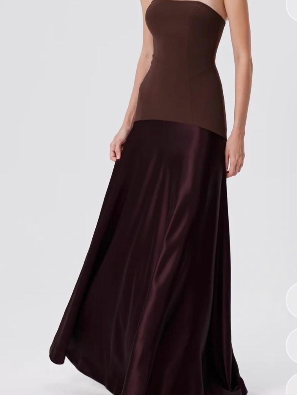 Strapless Two-Tone Evening Gown in Brown and Plum
